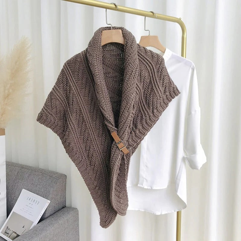 Stylish Crochet Wrap with Faux Leather Clasp