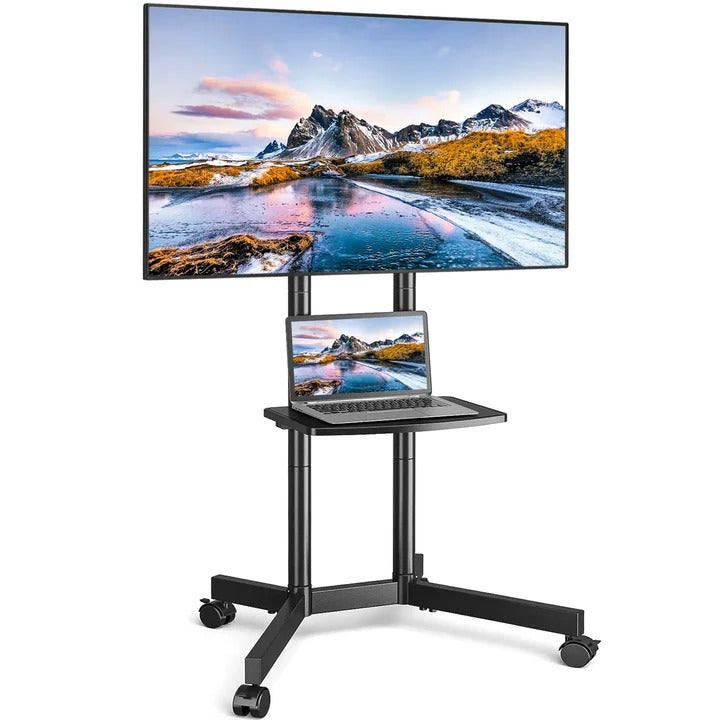 Portable TV Cart with Storage Shelf