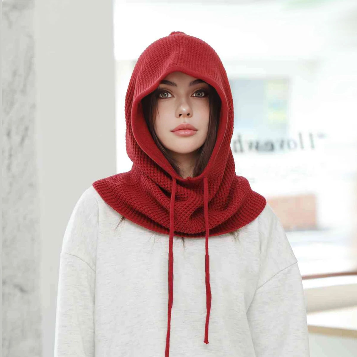 Warm Beanie and Neck Warmer Hood