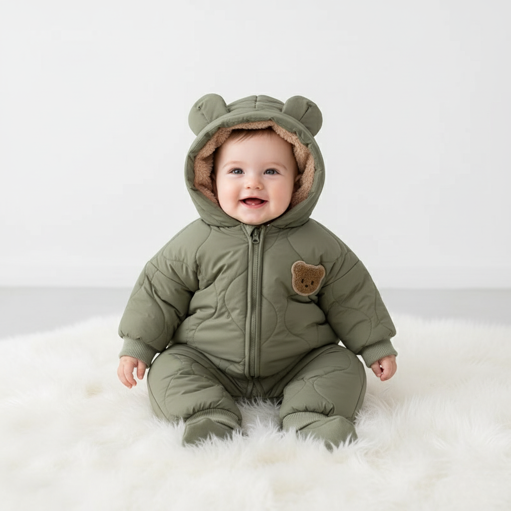 Warm Baby Snowsuit with Plush Fleece Lining for Kids - Hehif