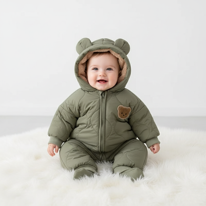 Warm Baby Snowsuit with Plush Fleece Lining for Kids - Hehif