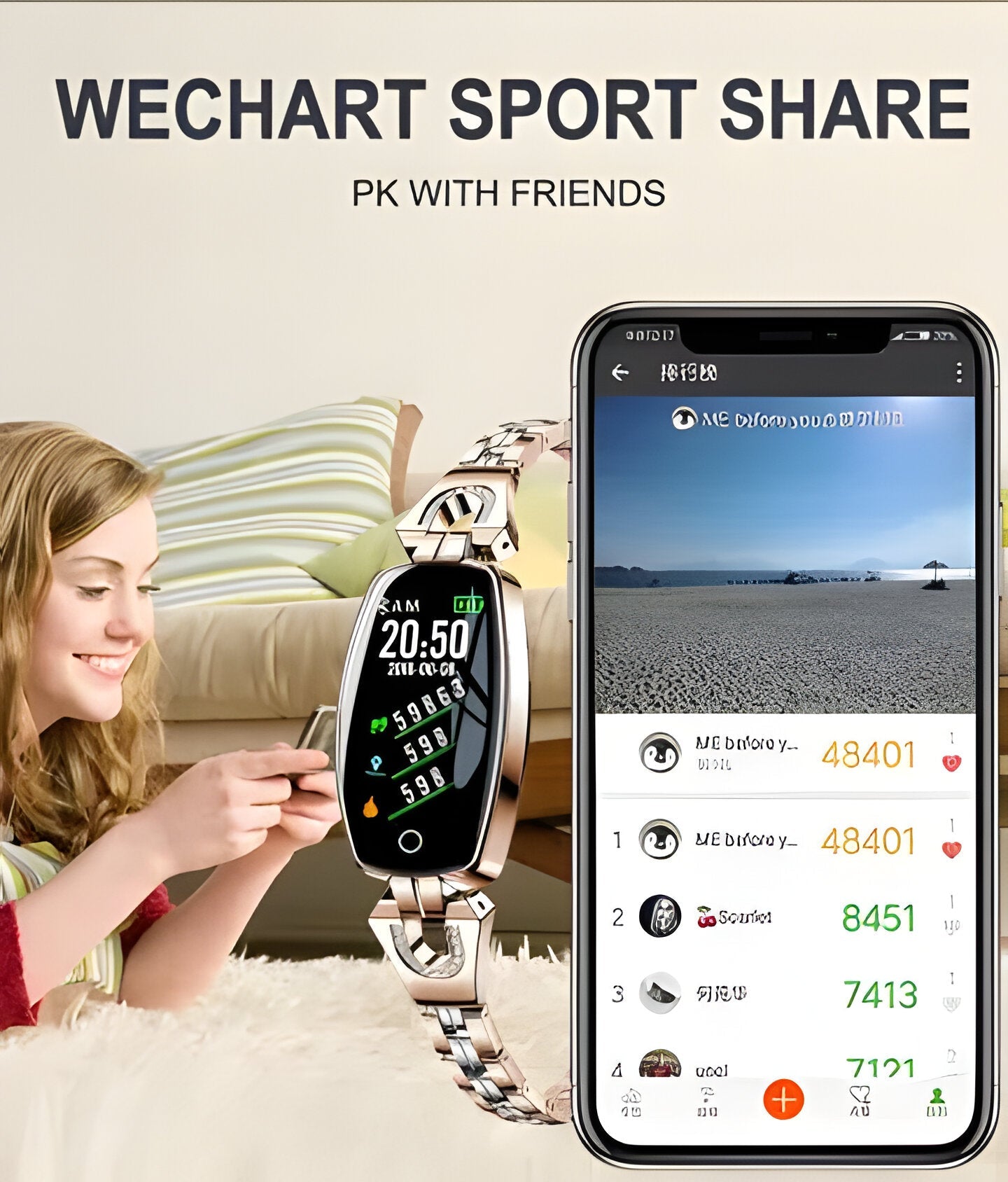 Water Resistant Sports Watch with Heart Rate Tracker for Women