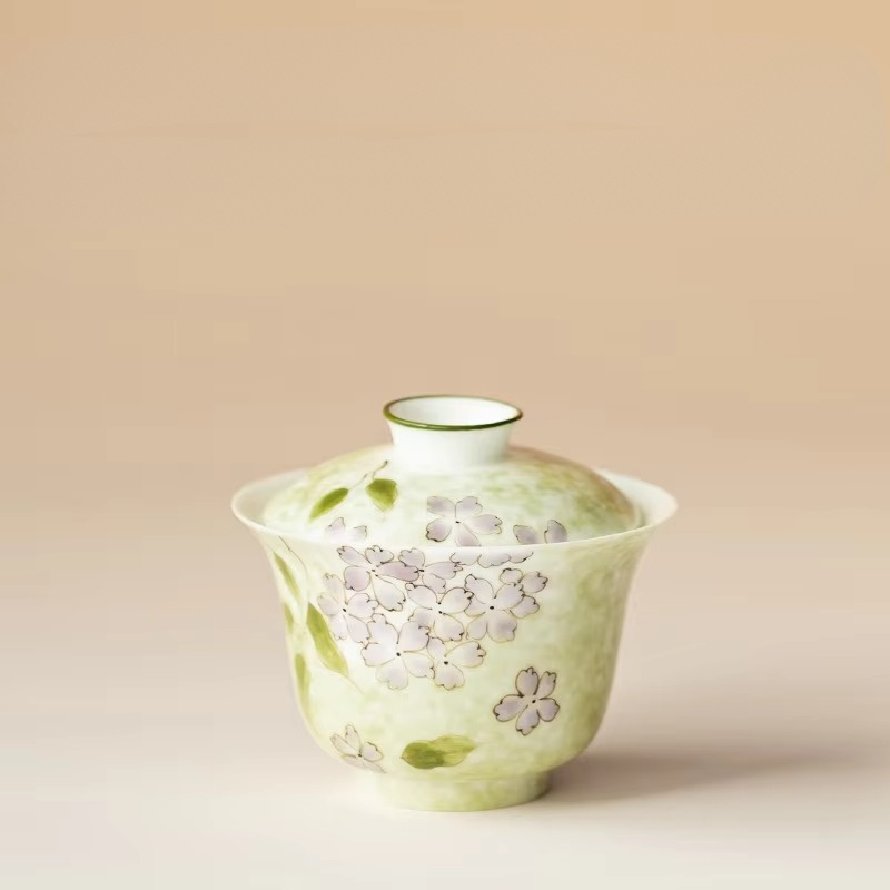 Decorative Floral Ceramic Tea Infuser with Lid