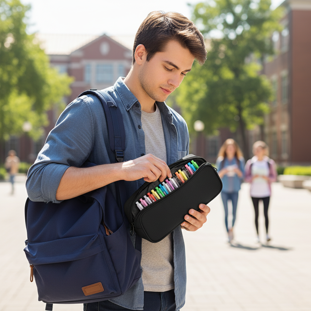 Big Student Pencil Bag with Multiple Pockets