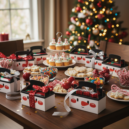 Festive Holiday Gift Box Set for Cookies and Candy