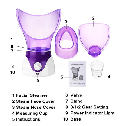 Portable Facial Steamer with Adjustable Heat and Essential Oil Tray