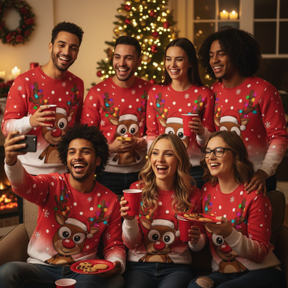 Fun Reindeer Festive Holiday Sweatshirt for Men Women