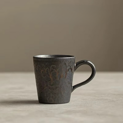 Retro Style Coffee Mug with Earthy Brown Glaze