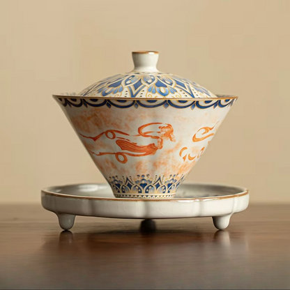 Delicate Chinese Ceramic Tea Set with Lid