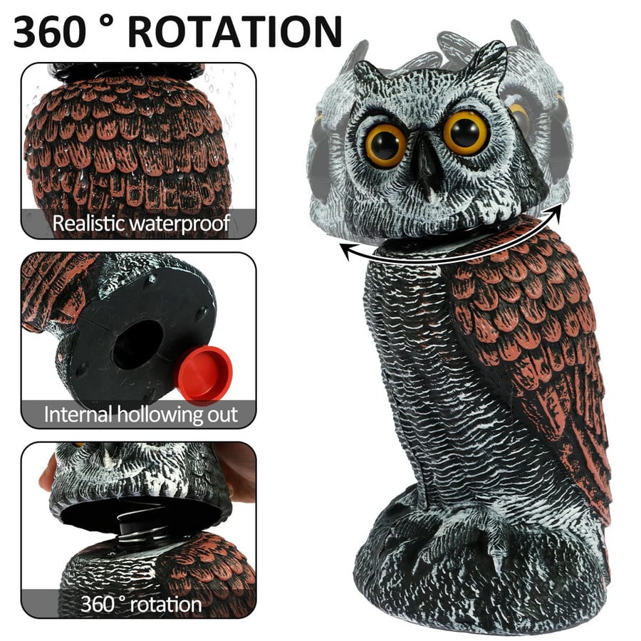 Effective 2-Pack Owl Scarecrow with Spinning Head