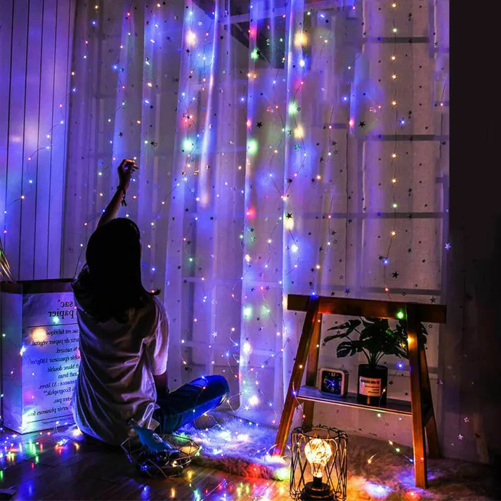Festive Holiday Fairy Lights Curtain