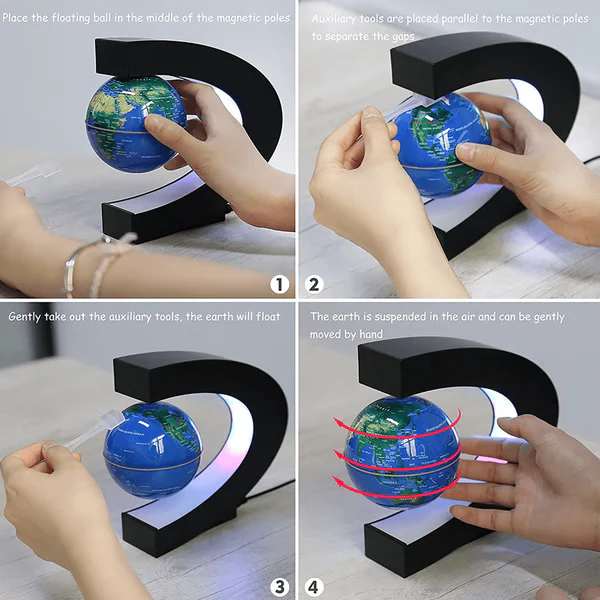 Illuminated Floating World Map Globe