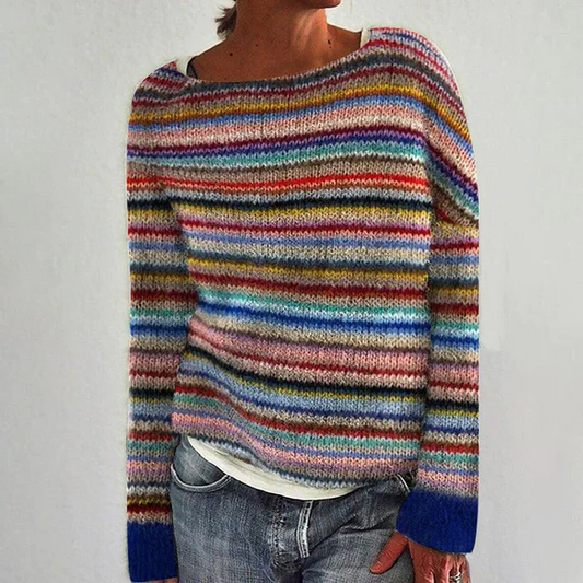 Classic Horizontal Knit Sweater - Hehif