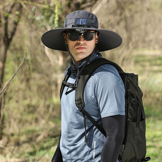 Waterproof Solar LED Wide Brim Sun Hat - Hehif