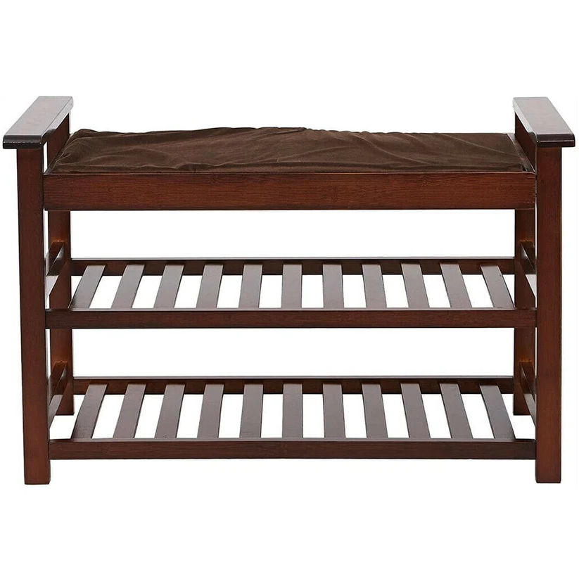 Spacious Padded Entry Bench Shoe Organizer