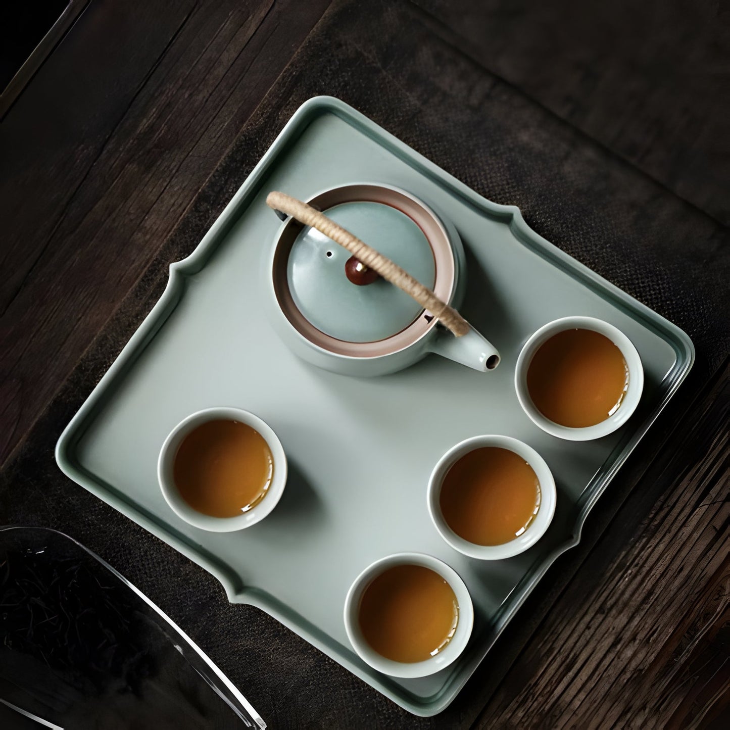 Delicate Chinese Tea Set with Teapot and Cups