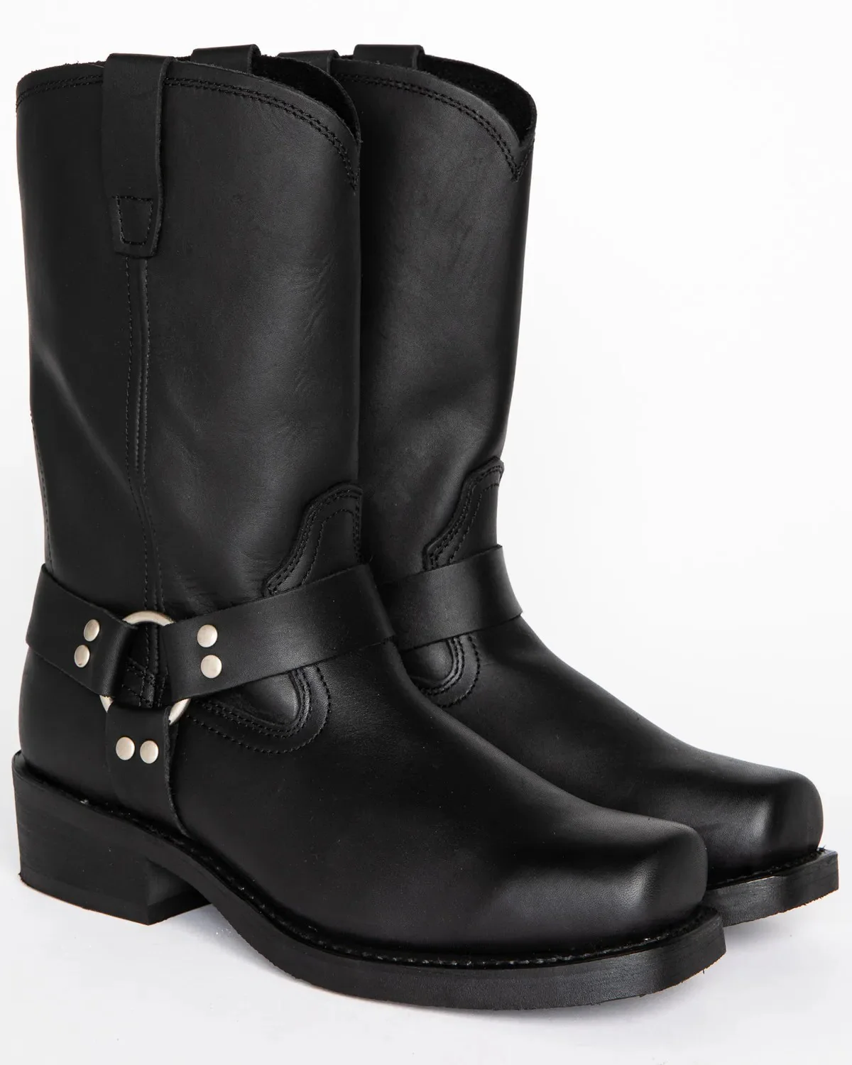 Tall Black Leather Cowboy Boot