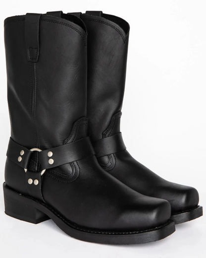 Tall Black Leather Cowboy Boot