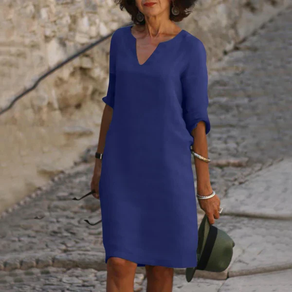 Casual V Neck Midi Dress