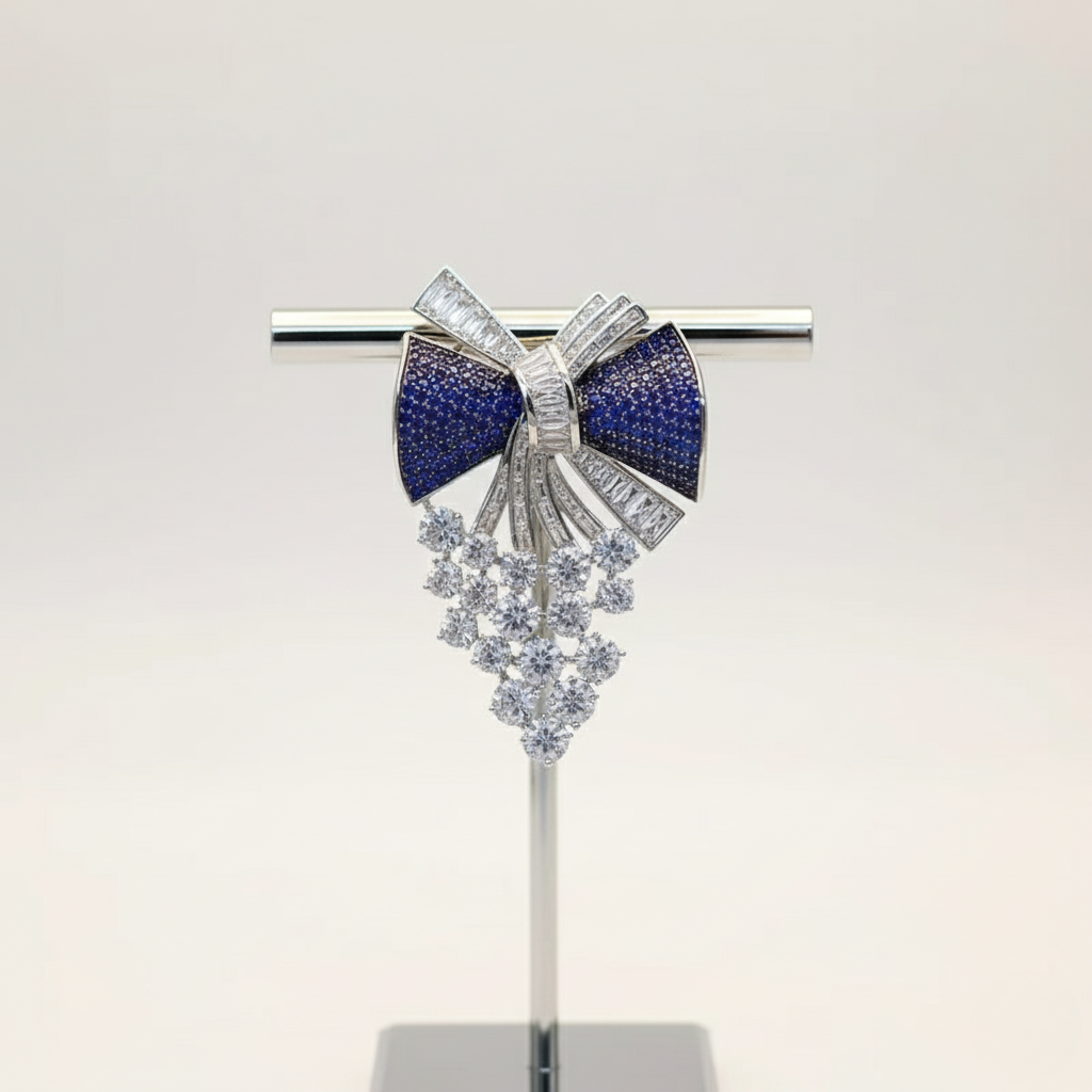 Colorful Crystal Drop Bow Pin for Ladies - Hehif