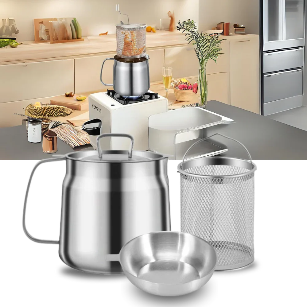 Large Double Layer Stainless Steel Fryer Pot