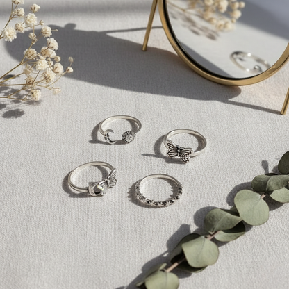 Celestial 3 Piece Crystal Ring Set for Women