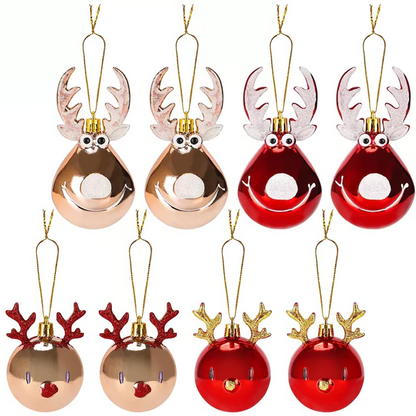 Holiday Reindeer Glass Ball Decorations - Hehif