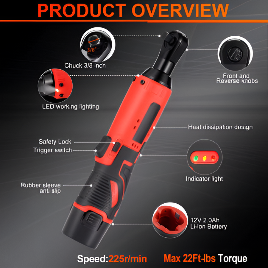 Compact Cordless Angle Impact Wrench Tool Set
