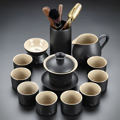 Traditional Chinese Tea Set with Safe Handle Teapot and Cups