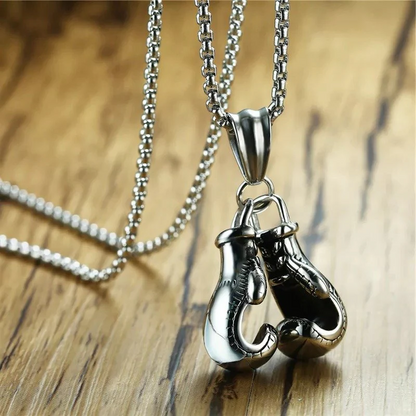 Sporty Boxing Gloves Silver Pendant