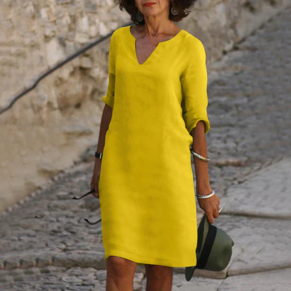 Casual V Neck Midi Dress