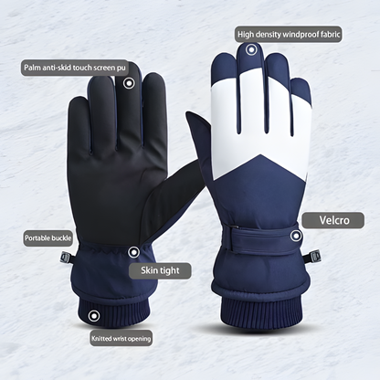 Warm Thermal Ski Gloves with Touchscreen Fingers for Cold Weather