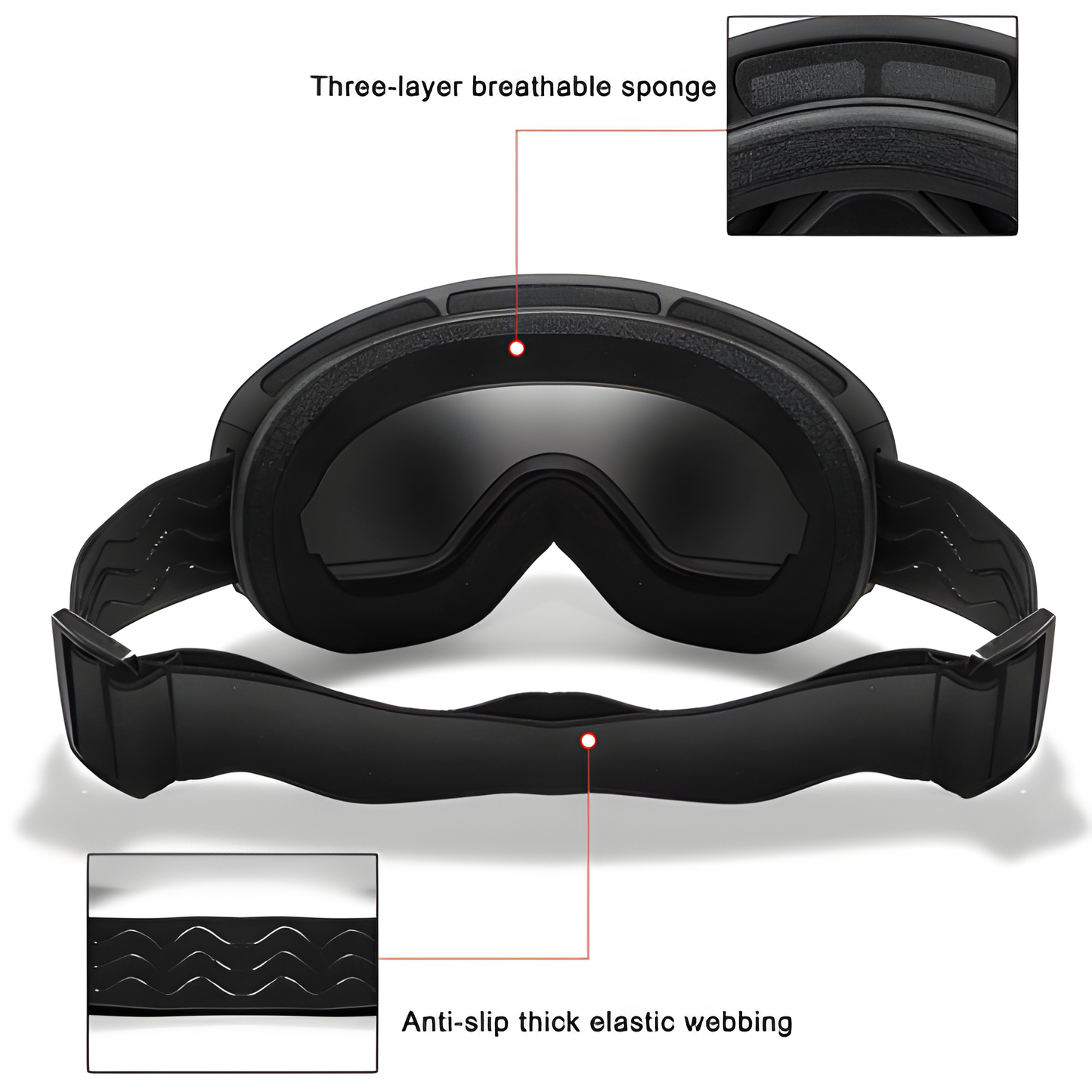 Waterproof Ski Goggles with Fog Proof UV Protection Lens