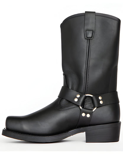 Tall Black Leather Cowboy Boot - Hehif