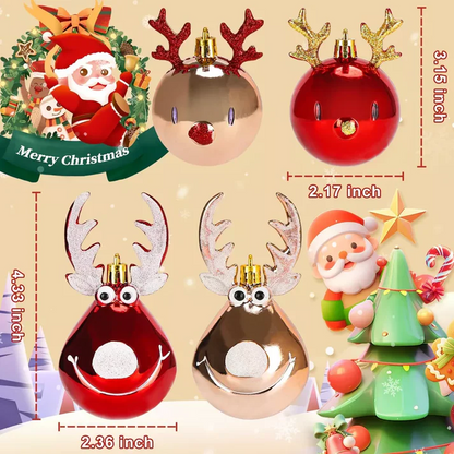 Holiday Reindeer Glass Ball Decorations