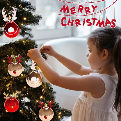 Holiday Reindeer Glass Ball Decorations