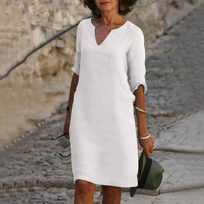 Casual V Neck Midi Dress
