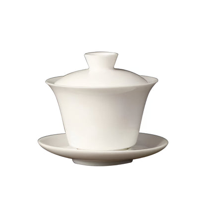 Delicate Blue Floral Porcelain Tea Cup Set with Gold Top