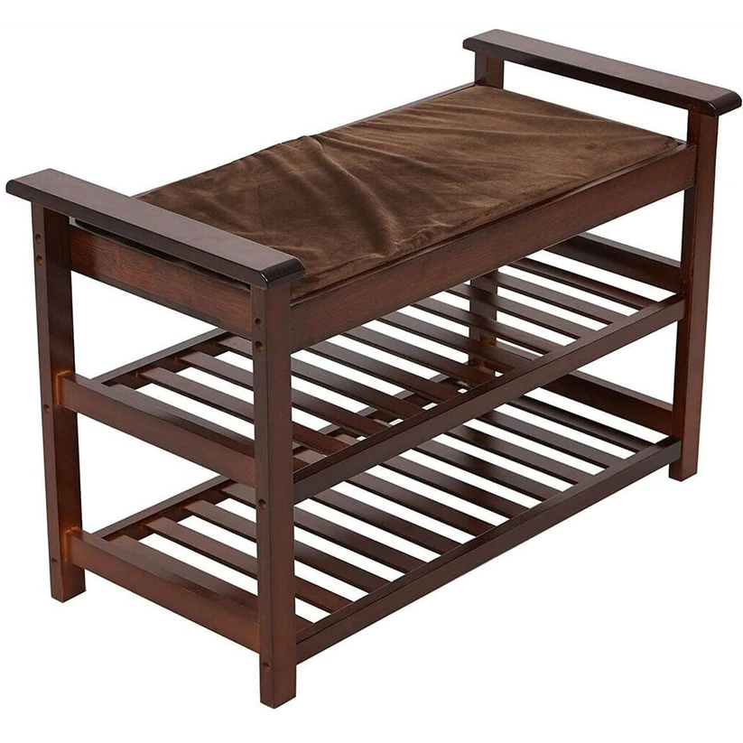 Spacious Padded Entry Bench Shoe Organizer