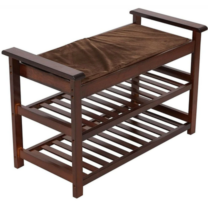 Spacious Padded Entry Bench Shoe Organizer