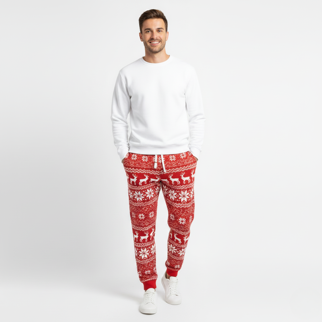 Festive Holiday Red Plaid Christmas Trousers for Men