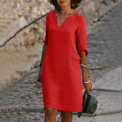Casual V Neck Midi Dress