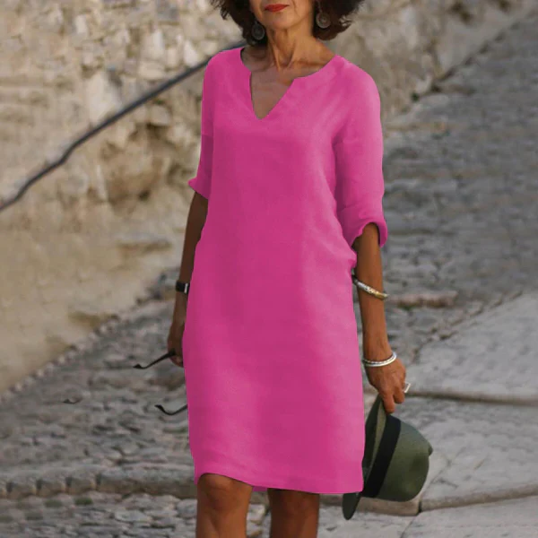 Casual V Neck Midi Dress