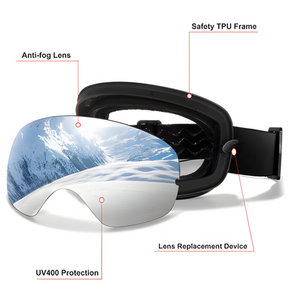 Waterproof Ski Goggles with Fog Proof UV Protection Lens