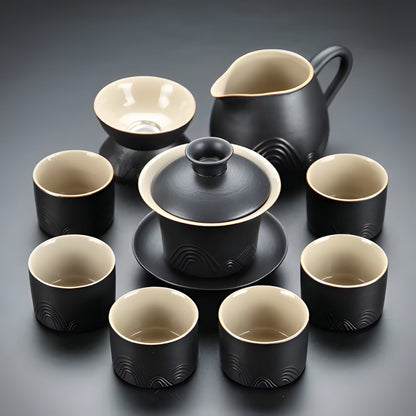 Traditional Chinese Tea Set with Safe Handle Teapot and Cups