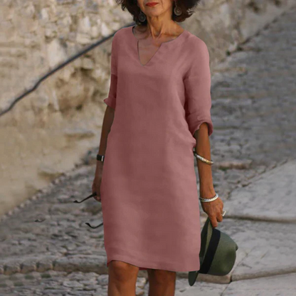 Casual V Neck Midi Dress