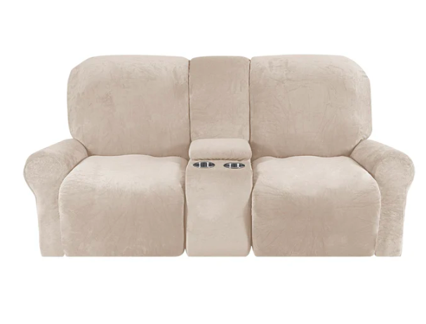 Comfy 2 Seater Recliner Slipcover with Cup Holders 12 Colors