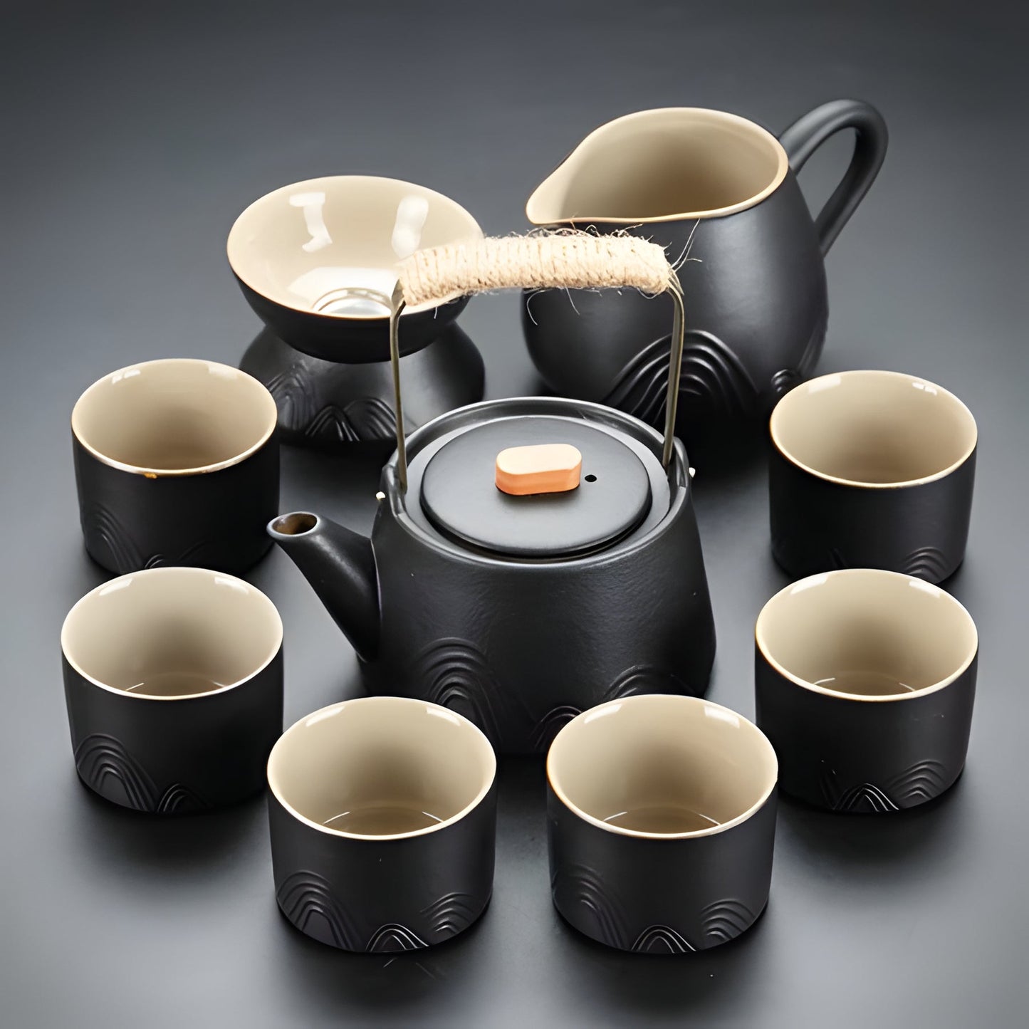 Traditional Chinese Tea Set with Safe Handle Teapot and Cups