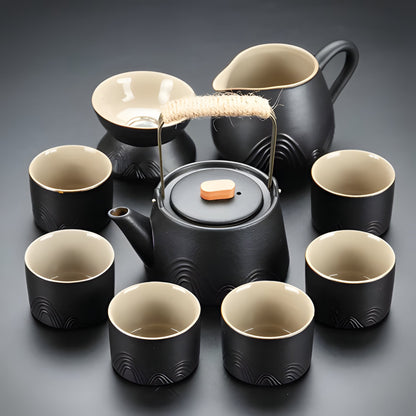 Traditional Chinese Tea Set with Safe Handle Teapot and Cups