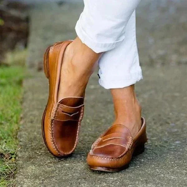 Classic Comfortable Flat PU Leather Loafers for Women